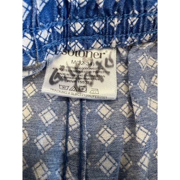 Isotoner Blue and White Checked Pull On Loungewear Pants, Size M - Picture 3 of 7